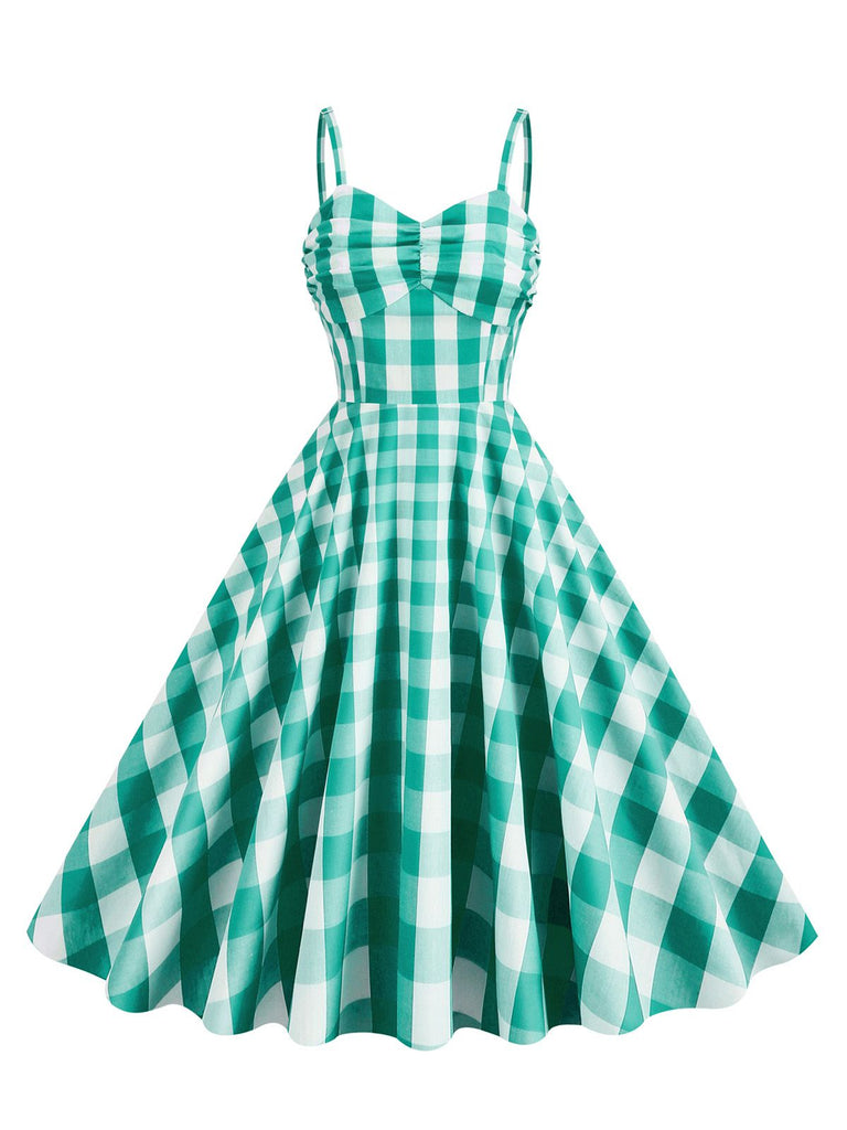 1950s Plaid Strap Swing Dress