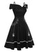 Black 1950s Halloween Off-Shoulder Spider Web Dress