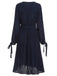 Dark Blue 1940s Tie-Up Waist Shift Dress