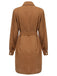 Brown 1960s Lapel Long Sleeve Corduroy Dress