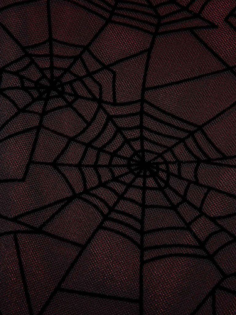 Deep Red 1960s Halloween Spider Web Dress