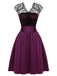 [Pre-Sale] Dark Purple 1950s Lace Patchwork V-Neck Dress