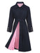 Dark Blue 1950s Solid Belted Coat