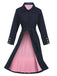 Dark Blue 1950s Solid Belted Coat