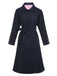 Dark Blue 1950s Solid Belted Coat