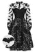 Black 1950s Halloween Bat Mesh Sleeved Dress