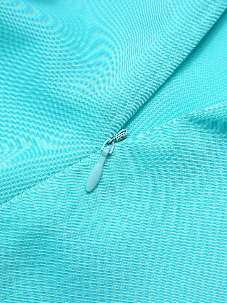 Turquoise 1930s Polka Dots Ruffles Dress | Retro Stage