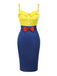 [Pre-Sale] Yellow & Blue 1960s Bow Strap Pencil Dress