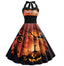 1950s Halloween Halter Patchwork Swing Dress