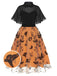 Black & Orange 1950s 3D Butterflys Cloak Dress