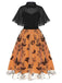 Black & Orange 1950s 3D Butterflys Cloak Dress