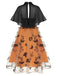 Black & Orange 1950s 3D Butterflys Cloak Dress