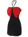 Black&Red 1960s Bow-knot Patchwork Wrap Dress