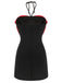 Black&Red 1960s Bow-knot Patchwork Wrap Dress