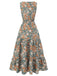 1930s V-Neck Floral Sleeveless Dress