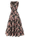 1930s V-Neck Floral Sleeveless Dress