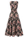 1930s V-Neck Floral Sleeveless Dress