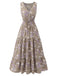 1930s V-Neck Floral Sleeveless Dress