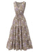 1930s V-Neck Floral Sleeveless Dress