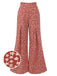 Red 1940s High Waist Floral Wide-Leg Pants