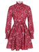 [Plus Size] Wine Red 1960s Ruffles Floral Dress