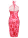 Dark Pink 1960s Rose Halter Dress