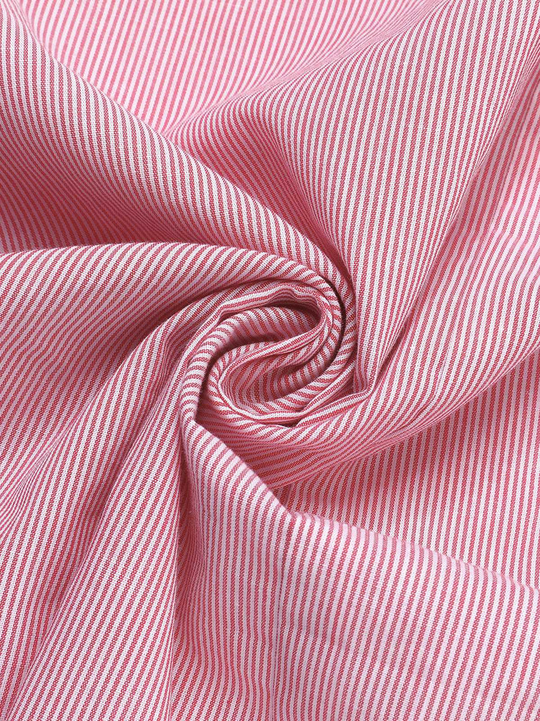 Pink 1960s Halter Stripes Slit Dress