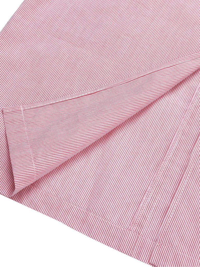 Pink 1960s Halter Stripes Slit Dress