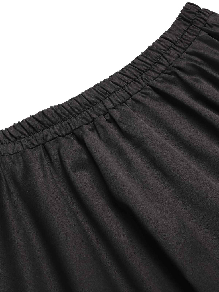 Black 1950s Solid Elastic Waist Pleated Skirt | Retro Stage