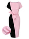 Black & Pink 1960s Boat Neck Contrast Belted Dress