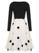 Black 1950s Polka Dot Bow Patchwork Knitted Dress