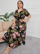 [Plus Size] Multicolor 1940s Floral V-Neck Tie-Up Dress