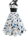 1950s Blue Butterflys Patchwork Halter Dress