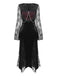 Black 1960s Halloween Slit Lace Dress