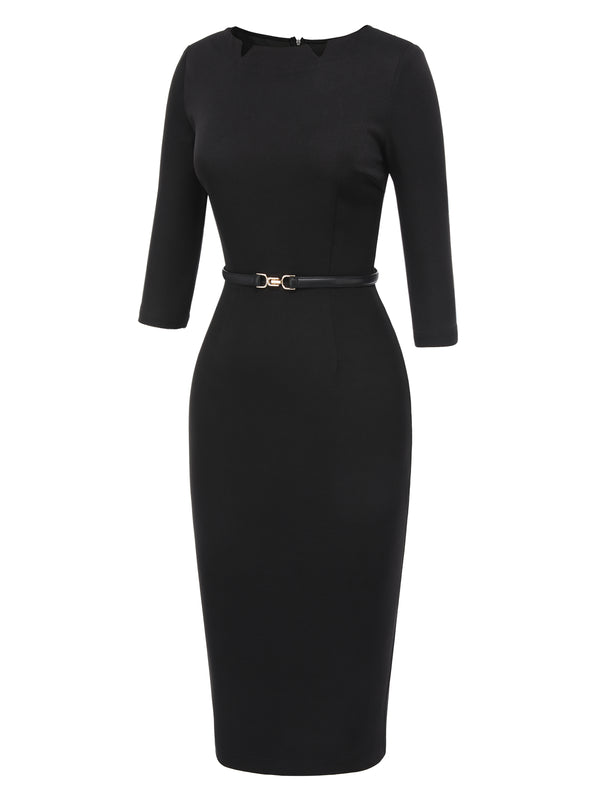 Black 1960s Solid Boat Neck Wrap Dress – Retro Stage - Chic Vintage ...