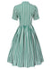 Dark Green 1950s Tie Neck Striped Dress