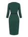 Dark Green 1940s Chinese Style Floral Belt Dress