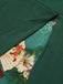 Dark Green 1940s Chinese Style Floral Belt Dress