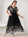 [Plus Size] Black 1950s V-Neck Butterflies Patchwork Dress
