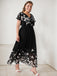 [Plus Size] Black 1950s V-Neck Butterflies Patchwork Dress