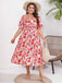 [Plus Size] 1950s Square Collar Ditsy Floral Dress