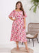 [Plus Size] 1950s Square Collar Ditsy Floral Dress