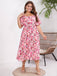 [Plus Size] 1950s Square Collar Ditsy Floral Dress