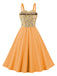 1950s Floral Patchwork Strap Swing Dress