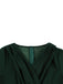 [Plus Size] Dark Green 1950s V-Neck Solid Swing Dress