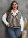 [Plus Size] 1960s Jacquard Contrasting Houndstooth Wool Vest