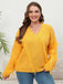 [Plus Size] Yellow 1960s V-Neck Tassel Loose Sweater