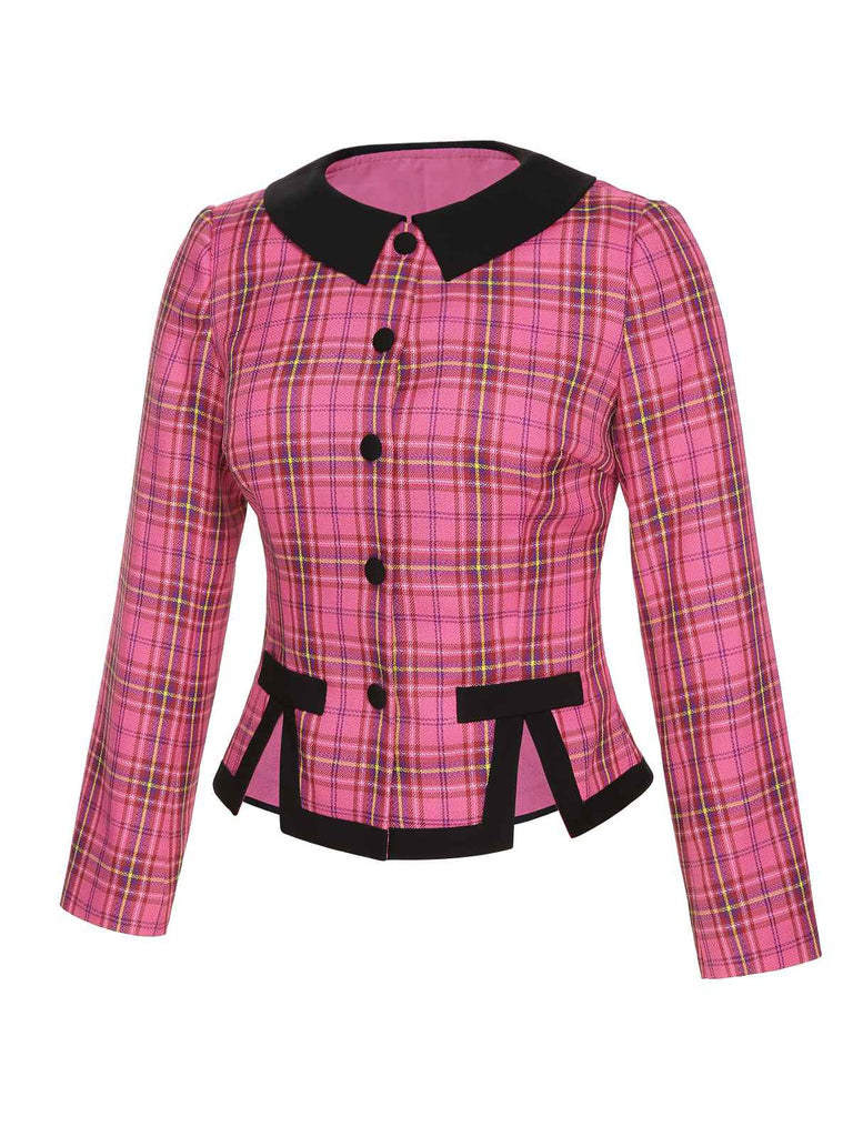 [Pre-Sale] Pink 1950s Woven Plaids Long Sleeve Coat