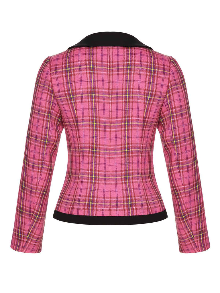 [Pre-Sale] Pink 1950s Woven Plaids Long Sleeve Coat