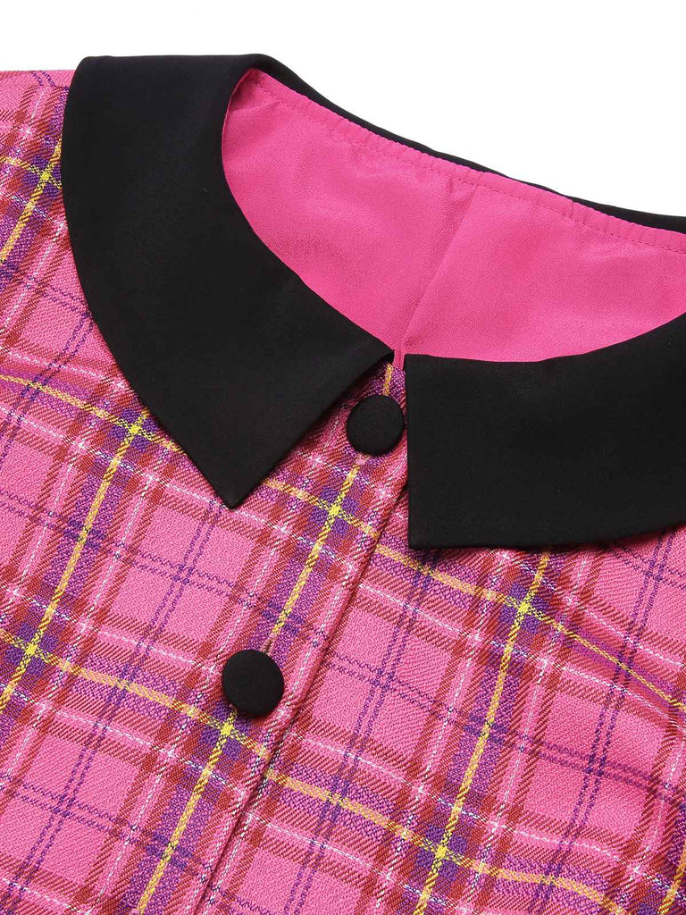 [Pre-Sale] Pink 1950s Woven Plaids Long Sleeve Coat